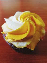 Close-up of cupcake on table