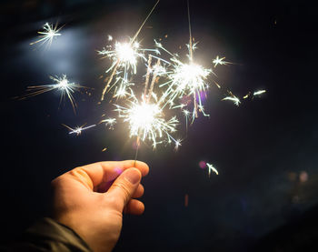 Firework display at night