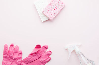 High angle view of heart shape on paper against white background