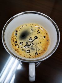 High angle view of coffee on table