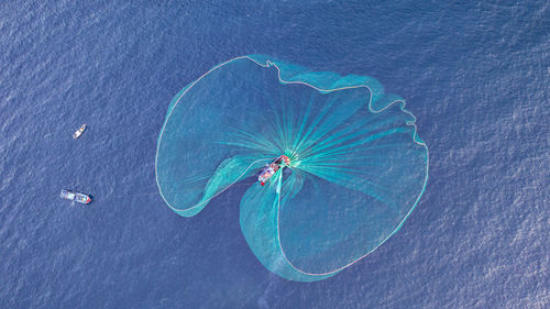 High angle view of blue water