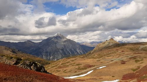 Scenic view of mountains against sky