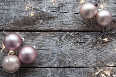 High angle view of christmas decoration on table