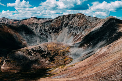 Aerial view of landscape against cloudy sky