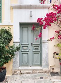 Closed door of building