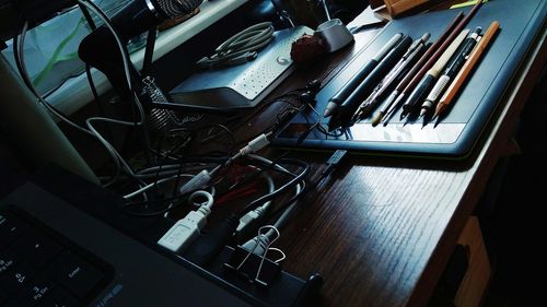 High angle view of computer keyboard