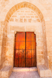 Closed door of old building