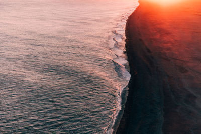 View of beach at sunset