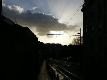 Railroad track at sunset