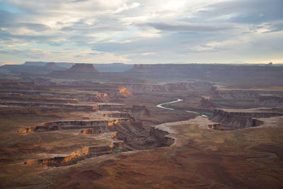 High angle view of landscape against cloudy sky