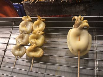 High angle view of pumpkins in container