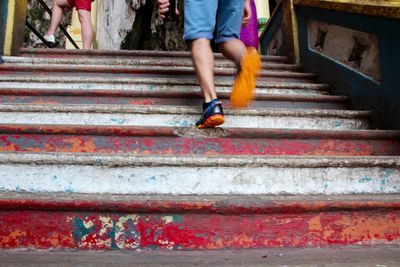 Low section of people on steps at batu caves