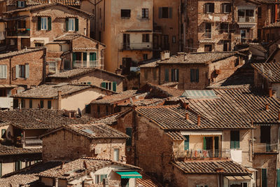 High angle view of residential buildings