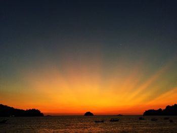 Scenic view of sunset over sea