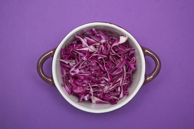 Directly above shot of pink flowers in bowl