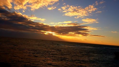 Scenic view of sea against cloudy sky