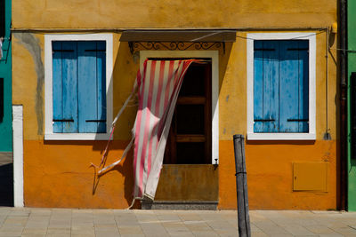 Closed door of building