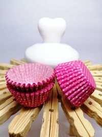 Close-up of cupcakes on table