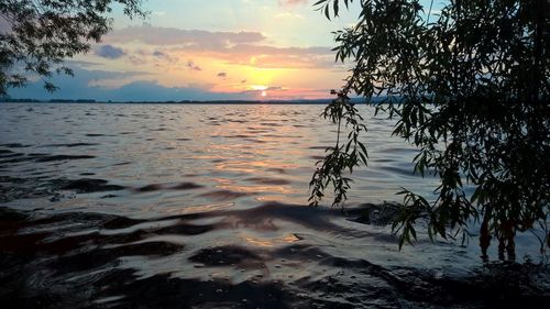 Scenic view of sea during sunset