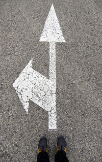 Low section of person standing on road