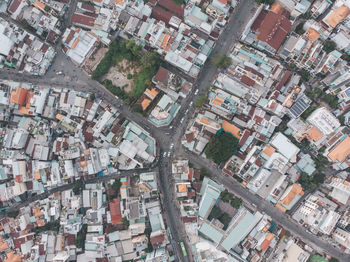 High angle view of buildings in town