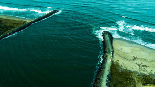 High angle view of beach