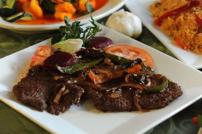 Close-up of meal served in plate