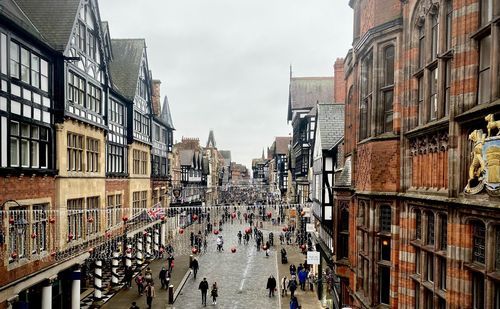 A view of chester from the clock tower bridge at christmas 