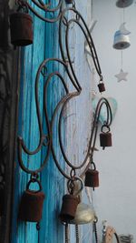 Close-up of chain hanging on metal