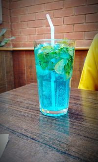 Close-up of drink served on table