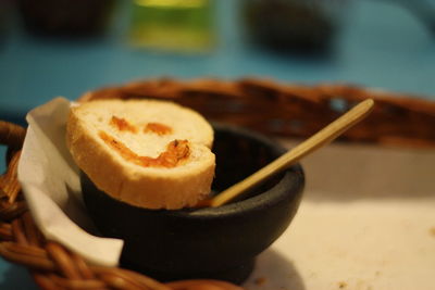 Close-up of cake in plate on table