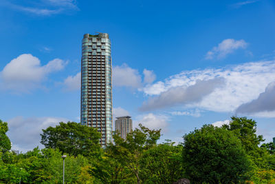 Low angle view of modern building against sky