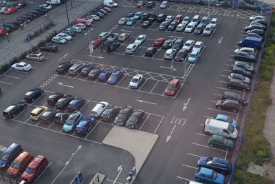 Parking lot with many cars