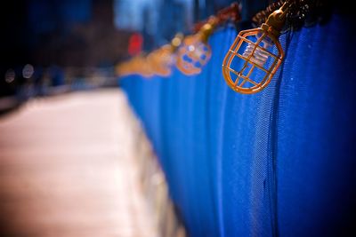 Close-up of illuminated lighting equipment