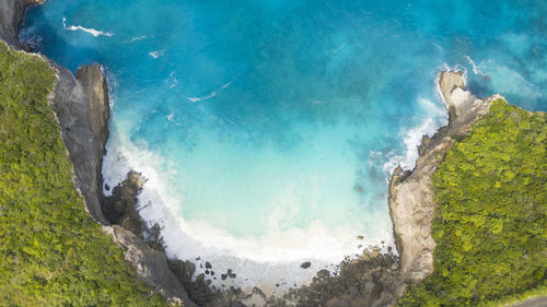 High angle view of sea waves