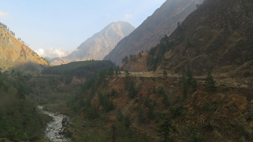 Scenic view of mountains against sky