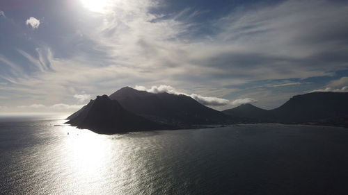 Scenic view of sea against cloudy sky