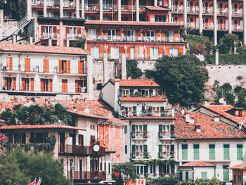 High angle view of buildings in city