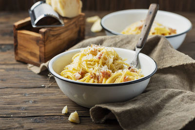 Close-up of food in bowl on table