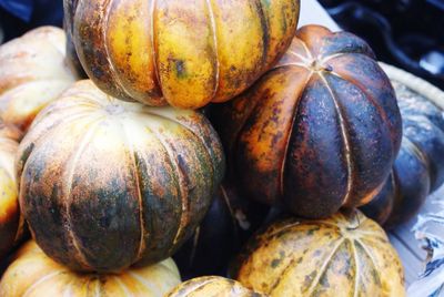 Close-up of pumpkins for sale at market stall