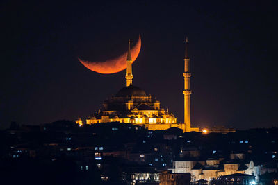 Illuminated city at night