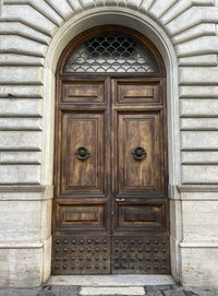 Closed door of old building