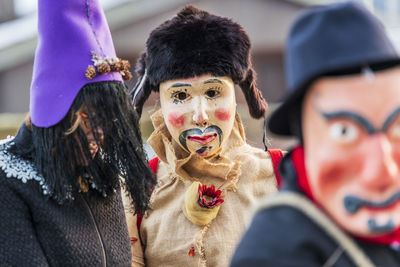 Carnival in carnia. sauris, masks of the religious and pagan tradition. italy