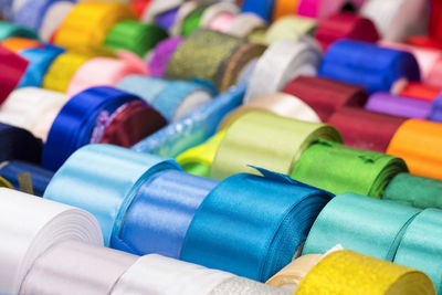 Various colors of a tape for gifts close up