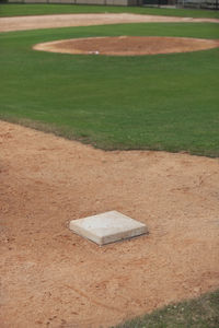 High angle view of ball on field