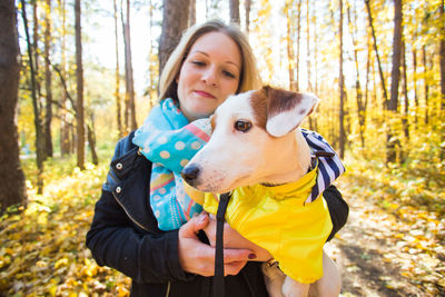 Portrait of a dog in the forest