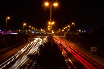 Light trails on highway 