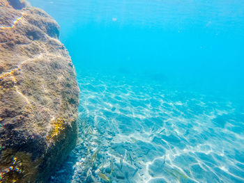 Aerial view of sea and rocks