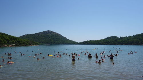 Scenic view of lake and mountains