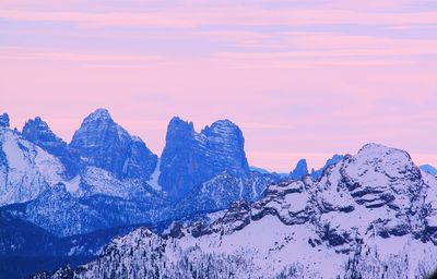 Scenic view of snow covered mountains